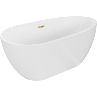 Volně stojící vana Mexen Eos 170 x 75 cm, bílá, přepad kartáčovaný zlatý - 52471707500-55