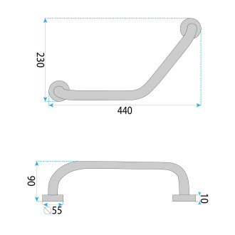 REA Koupelnové úhlové madlo Chrome REA-98000