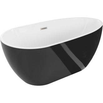 Volně stojící vana Mexen Eos 170 x 75 cm, bílá/černá, přepad kartáčovaný nikl - 52471707575-97
