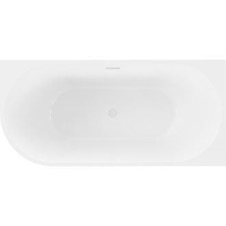 Volně stojící rohová vana Mexen Mia pravá 150 x 75 cm, bílá, bílý přepad - 52691507500P-20