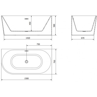 Volně stojící rohová vana Mexen Mia, pravá, 150 x 75 cm, bílá, přepad kartáčovaná měď - 52691507500P-65