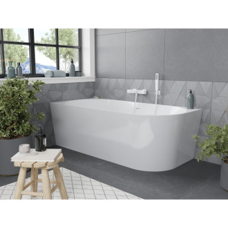 Volně stojící rohová vana Mexen Mia levá 160 x 75 cm, bílá, bílý přepad - 52691607500L-20
