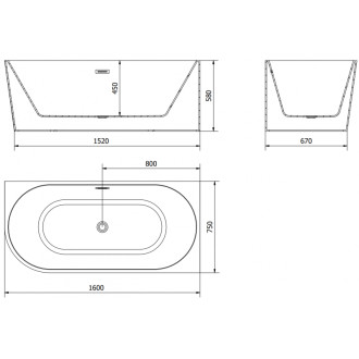 Volně stojící rohová vana Mexen Mia pravá 160 x 75 cm, bílá/černá, chromovaný přepad - 52691607575P-01