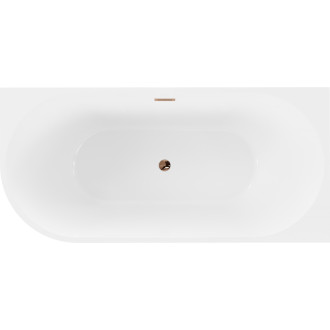 Volně stojící rohová vana Mexen Mia pravá 160 x 75 cm, bílá/černá, s přepadem růžové zlato - 52691607575P-60