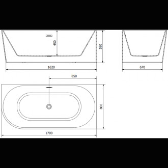 Volně stojící rohová vana Mexen Mia, pravá, 170 x 80 cm, bílá, kartáčovaný přepad v barvě pistole šedé - 52691708000P-66