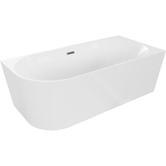 Volně stojící rohová vana Mexen Mia pravá 170 x 80 cm, bílá, přepad v barvě gun metal - 52691708000P-95