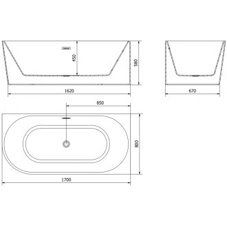 Volně stojící rohová vana Mexen Mia pravá 170 x 80 cm, bílá/černá, chromovaný přepad - 52691708075P-01