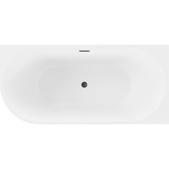 Volně stojící rohová vana Mexen Mia pravá 170 x 80 cm, bílá/černá, černý přepad - 52691708075P-70