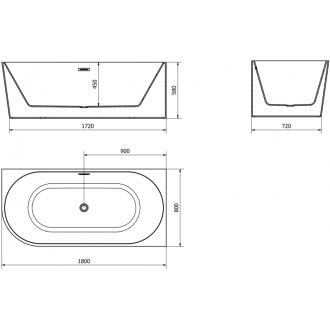 Volně stojící rohová vana Mexen Mia pravá 180 x 80 cm, bílá, přepad kartáčovaný nikl - 52691808000P-97