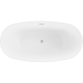 Volně stojící vana Mexen Eris 155 x 80 cm, bílá/černá, přepad kartáčovaný nikl - 53441558075-97