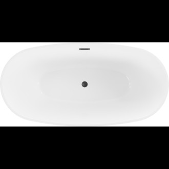 Volně stojící vana Mexen Eris 170 x 80 cm, bílá, černý přepad - 53441708000-70