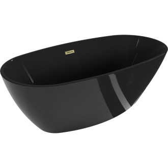 Volně stojící vana Mexen Eris 170 x 80 cm, černá, zlatý přepad - 53441708070-50