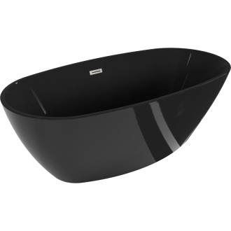Volně stojící vana Mexen Eris 170 x 80 cm, černá, přepad kartáčovaný nikl - 53441708070-97