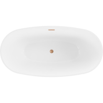 Volně stojící vana Mexen Eris 170 x 80 cm, bílá/černá, přepad z kartáčované mědi - 53441708075-65