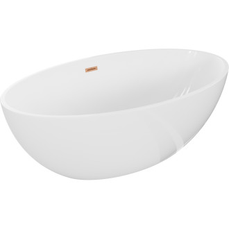 Volně stojící vana Mexen Nike 175 x 100 cm, bílá, přepad z kartáčované mědi - 54071751000-65