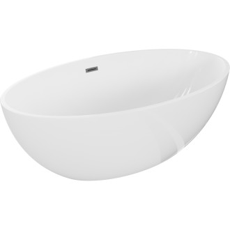 Volně stojící vana Mexen Nike 175 x 100 cm, bílá, kartáčovaný přepad v barvě pistole šedé - 54071751000-66