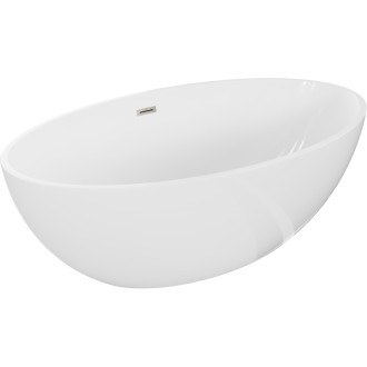 Volně stojící vana Mexen Nike 175 x 100 cm, bílá, přepad kartáčovaný nikl - 54071751000-97