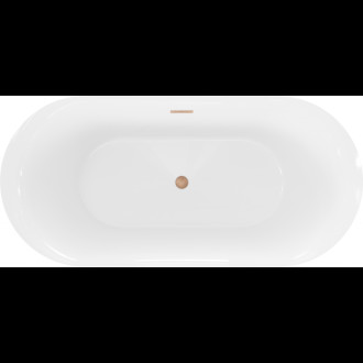 Volně stojící vana Mexen Roxy 170 x 80 cm, bílá, přepad z kartáčované mědi - 51201708000-65