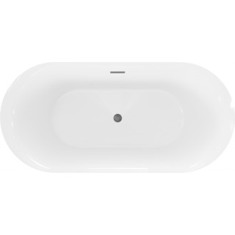 Volně stojící vana Mexen Roxy 170 x 80 cm, bílá, kartáčovaný přepad v barvě gun gray - 51201708000-66