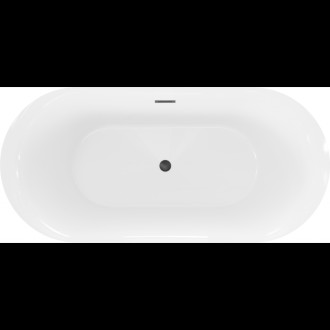 Volně stojící vana Mexen Roxy 170 x 80 cm, bílá, černý přepad - 51201708000-70