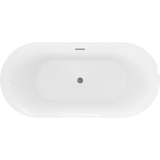 Volně stojící vana Mexen Roxy 170 x 80 cm, bílá, přepad v barvě gun metal - 51201708000-95