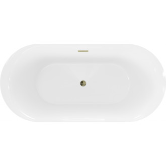 Volně stojící vana Mexen Roxy 170 x 80 cm, bílá/černá, zlatý přepad - 51201708075-50