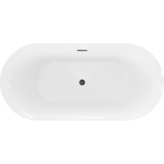 Volně stojící vana Mexen Roxy 170 x 80 cm, bílá/černá, černý přepad - 51201708075-70