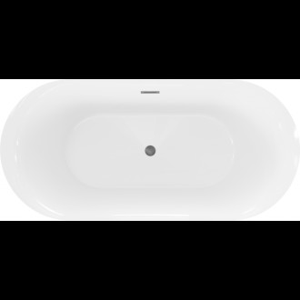 Volně stojící vana Mexen Roxy 170 x 80 cm, bílá/černá, přepad v barvě gun metal - 51201708075-95