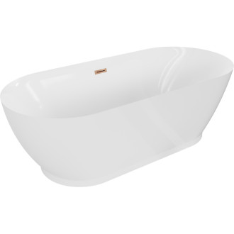 Volně stojící vana Mexen Roxy 180 x 85 cm, bílá, růžovo-zlatý přepad - 51201808500-60