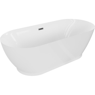 Volně stojící vana Mexen Roxy 180 x 85 cm, bílá, přepad v barvě gun metal - 51201808500-95