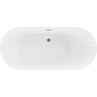 Volně stojící vana Mexen Roxy 180 x 85 cm, bílá, přepad v barvě gun metal - 51201808500-95