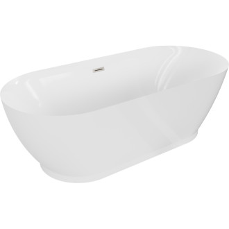 Volně stojící vana Mexen Roxy 180 x 85 cm, bílá, přepad kartáčovaný nikl - 51201808500-97