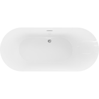 Volně stojící vana Mexen Roxy 180 x 85 cm, bílá/černá, chromovaný přepad - 51201808575-01