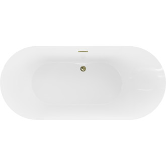 Volně stojící vana Mexen Roxy 180 x 85 cm, bílá/černá, zlatý přepad - 51201808575-50