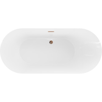 Volně stojící vana Mexen Roxy 180 x 85 cm, bílá/černá, růžovo-zlatý přepad - 51201808575-60