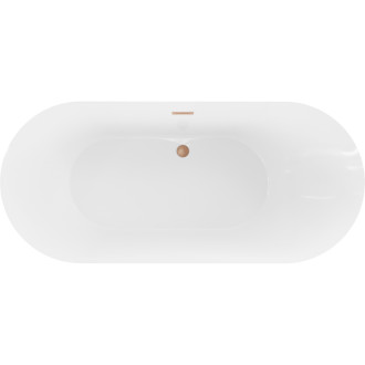 Volně stojící vana Mexen Roxy 180 x 85 cm, bílá/černá, přepad kartáčovaná měď - 51201808575-65