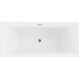 Volně stojící vana Mexen Vigo 178,5 x 80 cm, bílá, kartáčovaný přepad v barvě pistole gray - 51251788000-66