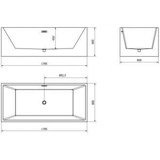 Volně stojící vana Mexen Vigo 178,5 x 80 cm, bílá/černá, růžovo-zlatý přepad - 51251788075-60
