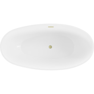 Volně stojící vana Mexen Bilbao 180 x 90 cm, bílá, přepad kartáčovaný zlatý - 51311809000-55