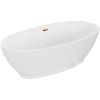 Volně stojící vana Mexen Bilbao 180 x 90 cm, bílá, růžovo-zlatý přepad - 51311809000-60