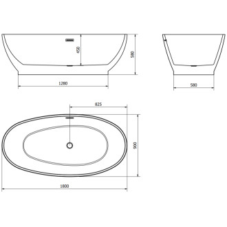 Volně stojící vana Mexen Bilbao 180 x 90 cm, bílá, přepad z kartáčované mědi - 51311809000-65
