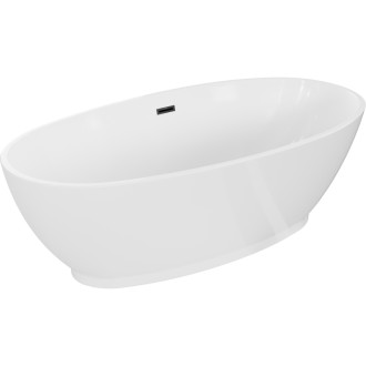 Volně stojící vana Mexen Bilbao 180 x 90 cm, bílá, černý přepad - 51311809000-70