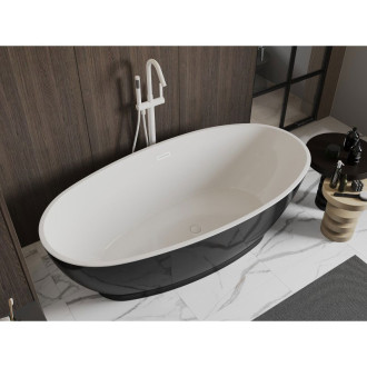 Volně stojící vana Mexen Bilbao 180 x 90 cm, bílá/černá, bílý přepad - 51311809075-20