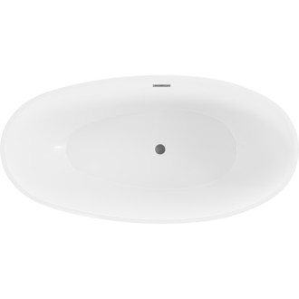 Volně stojící vana Mexen Bilbao 180 x 90 cm, bílá/černá, kartáčovaný přepad v barvě pistole gray - 51311809075-66