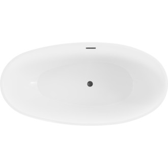 Volně stojící vana Mexen Bilbao 180 x 90 cm, bílá/černá, černý přepad - 51311809075-70