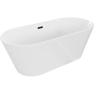 Volně stojící vana Mexen Flavia 160 x 75 cm, bílá, černý přepad - 54031608000-70