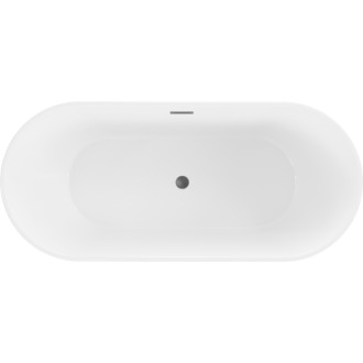 Volně stojící vana Mexen Flavia 160 x 75 cm, bílá/černá, přepad v barvě gun metal - 54031608075-95