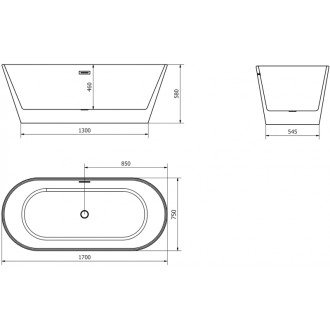 Volně stojící vana Mexen Flavia 170 x 75 cm, bílá, přepad kartáčovaný zlatý - 54031708000-55