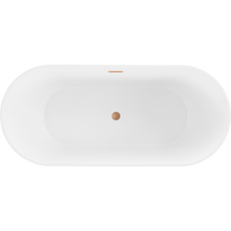 Volně stojící vana Mexen Flavia 170 x 75 cm, bílá, přepad z kartáčované mědi - 54031708000-65