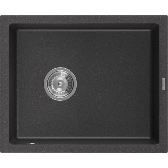 Jednodřezový žulový dřez Mexen Pedro 560 x 460 mm, černá tečka, chromovaný sifon - 6508561000-76